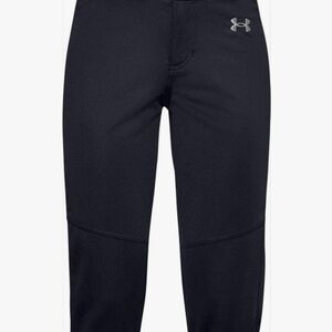 (2) girls’ softball pants, Under Armour girls capri black/YM